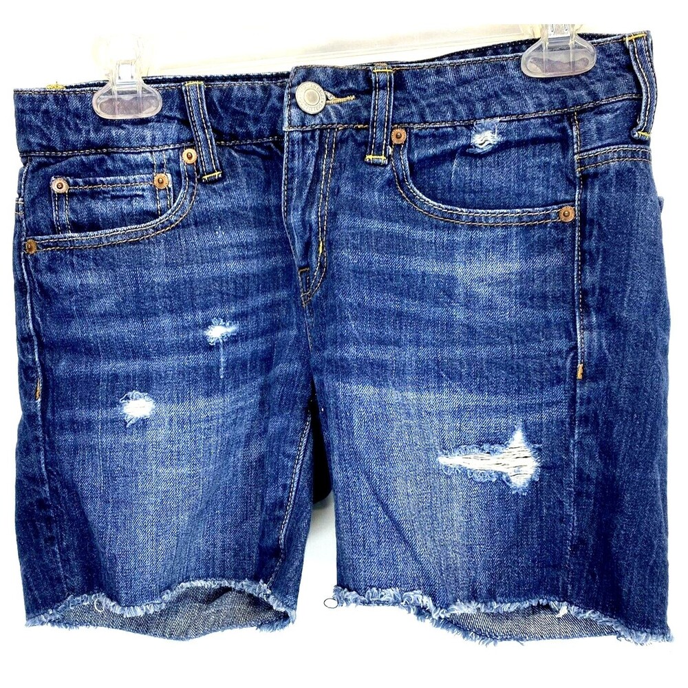 American Eagle Cutoff Shortie Size 0 (29 x 5.5") Womens Distressed Denim RN54485